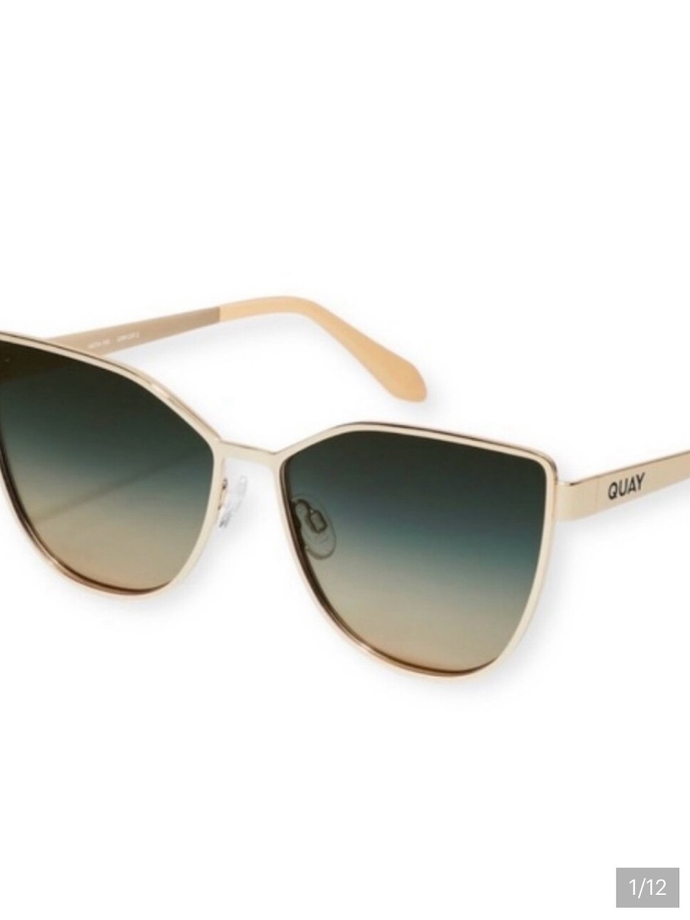 Quay Australia Gold Cat Eye Sunglasses with Green Gradient Lenses